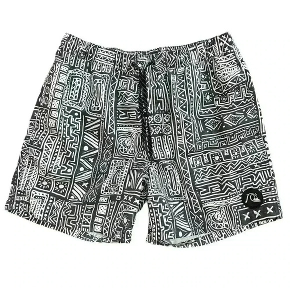 Quiksilver Men's Voodoo Volley Shorts Black White Pockets Drawstring EUC - Picture 3 of 12